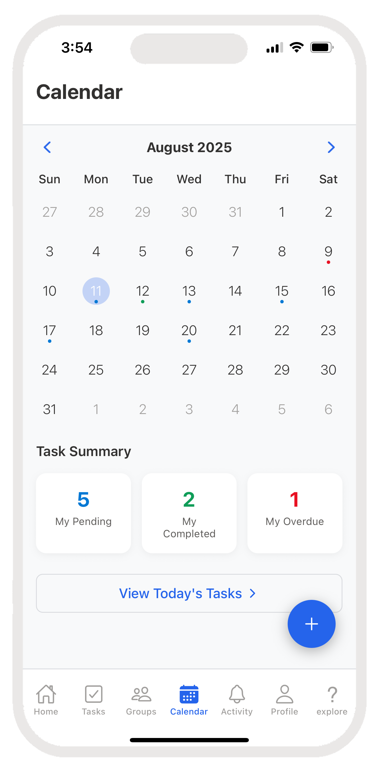 SplitChores Calendar View